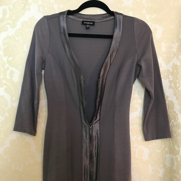 bebe Dresses & Skirts - Bebe - Gray zipper front dress - Size Small
